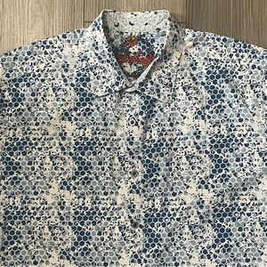 Robert Graham Button Up Shirt Men's XL Classic Fit Short Sleeve Honeycomb Preppy